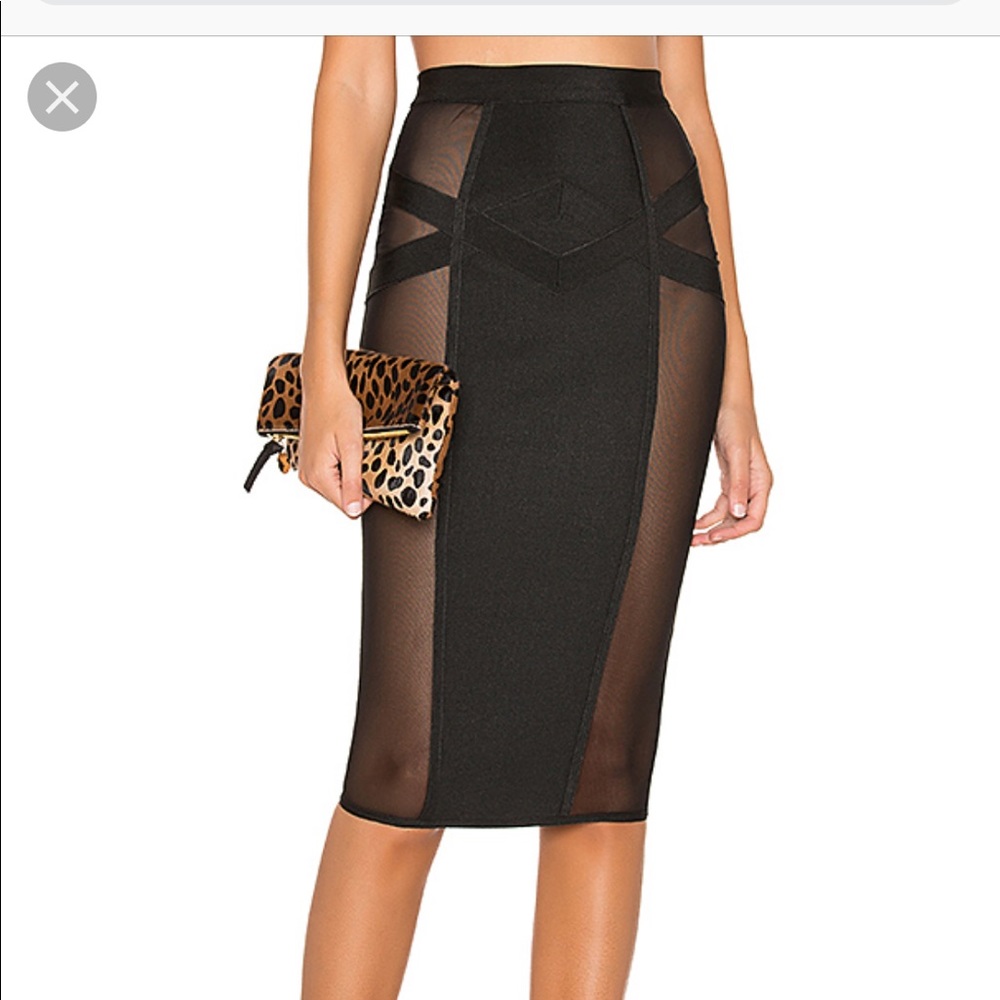 Revolve black side mesh pencil skirt